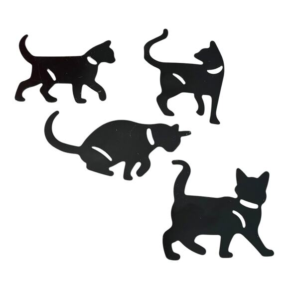 Collections Etc Black Cat Silhouette Novelty Refrigerator Magnets Set of 4 - Picture 1 of 5